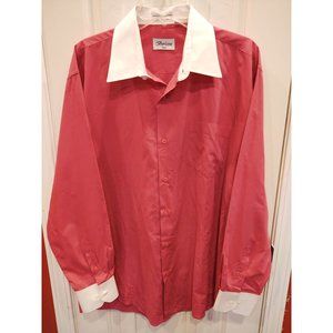 Berlioni Italy Mens Dress Shirt Pink 17-171/2 34/35 Long Sleeve Button Up